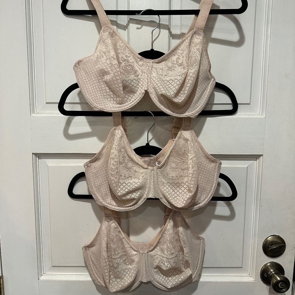 3 Wacoal Visual Effects Minimizer Bra Size 34DDD Nude Sand 857210 Underwire Lace